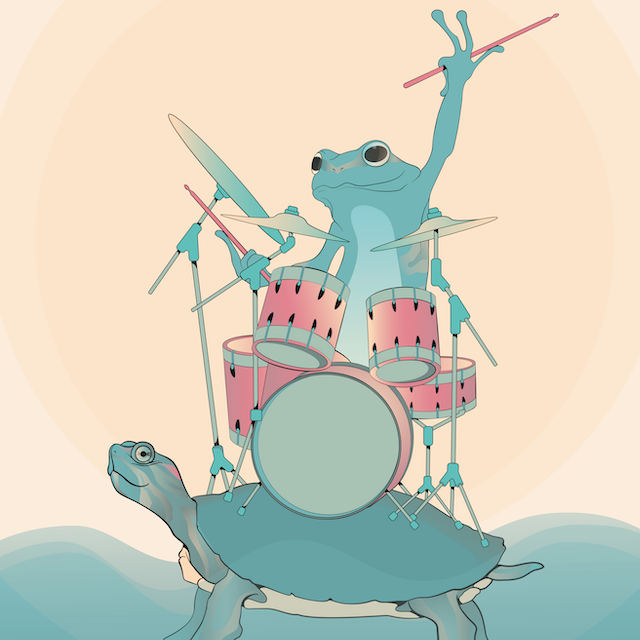 Illustration of drumming frog